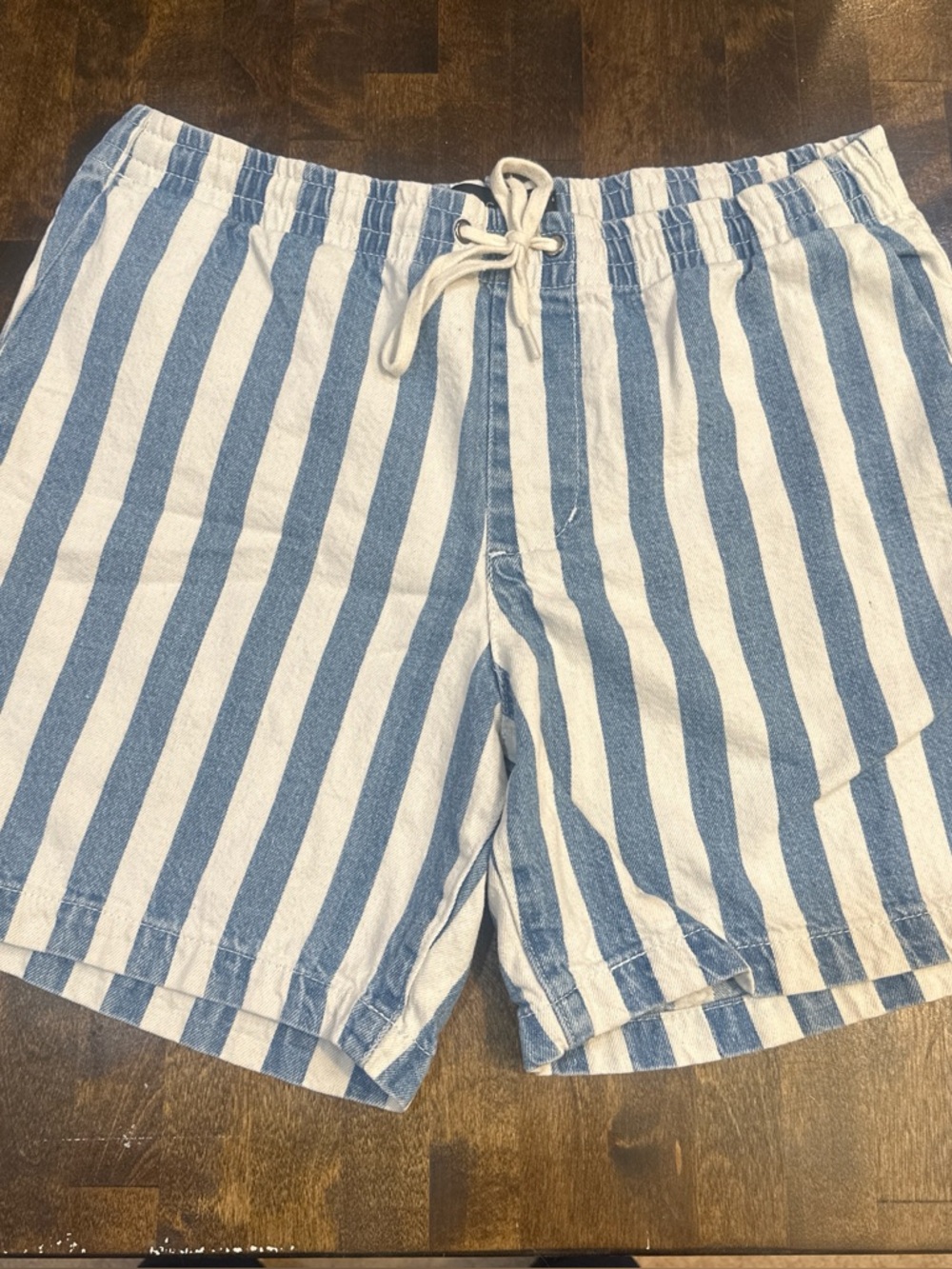 PacSun Vertical Blue & White Stripe Shorts.